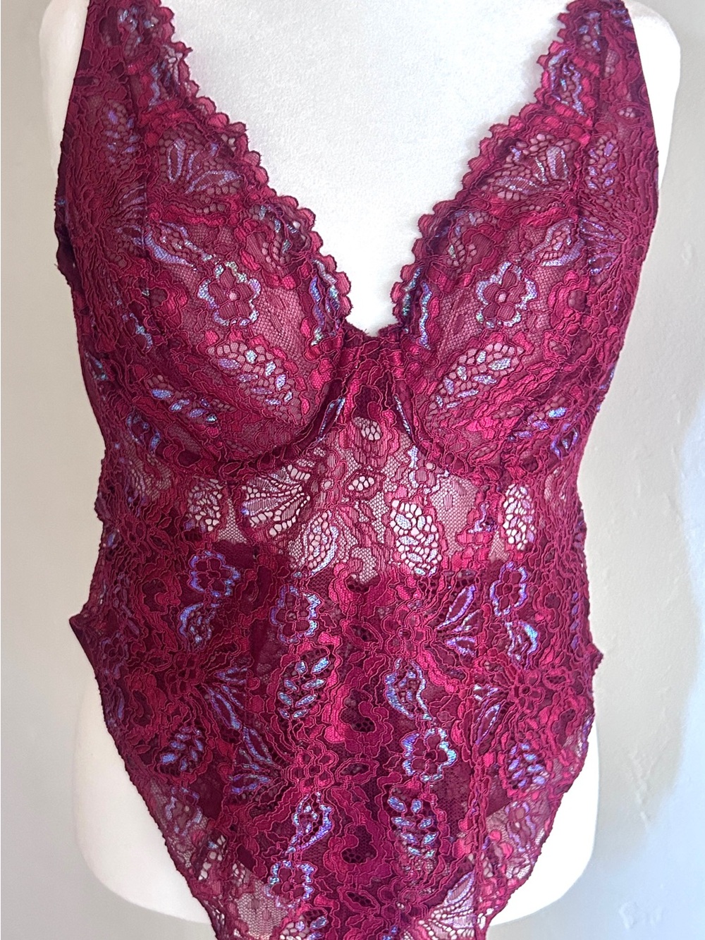 Savage X Fenty Corded Lace Metallic Teddy Sugarplum Purple NWT 2X (18-20)
